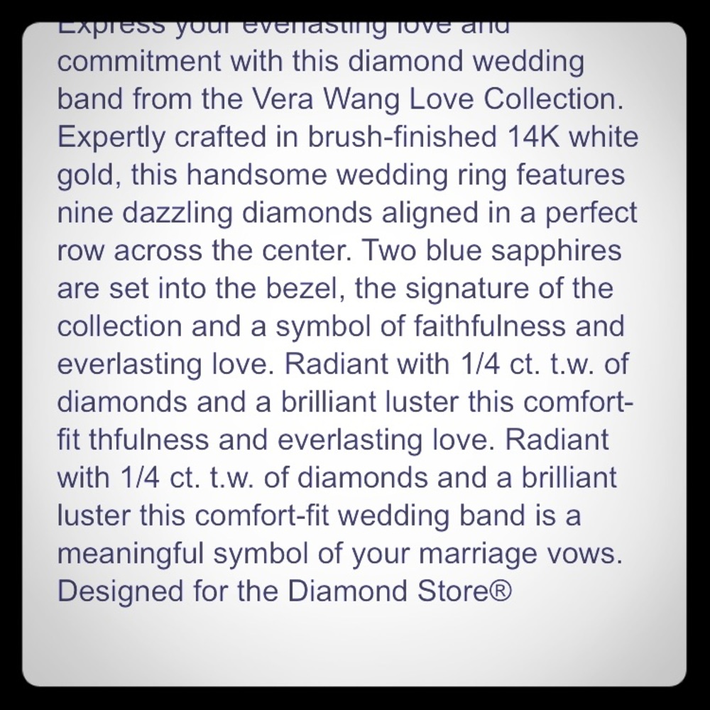 Size 10 men’s Vera wang love ring 1/2 carat